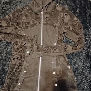 Royal Bones Black Skull Lace Utility Jacket